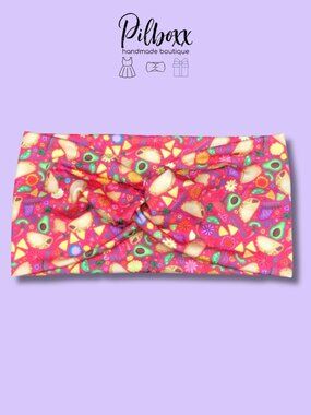 Wide Neon Taco Print Twisted Headband